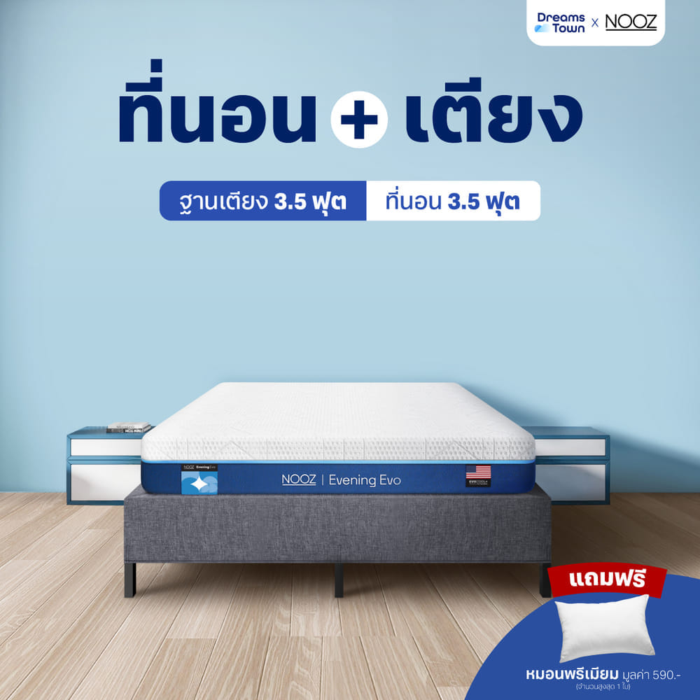 ที่นอนเมมโมรี่โฟม 3.5 ฟุต NOOZ EVENING EVO  มาพร้อมกับฐานเตียง 3.5 ฟุต NOOZ PIXEL BED FRAME (ไม่มีหัวเตียง)_8